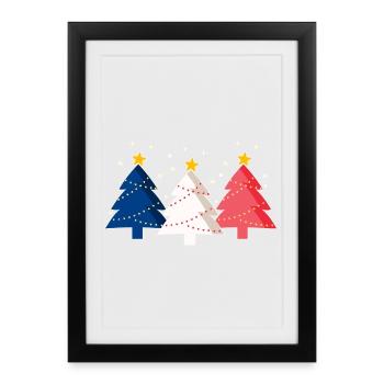 Joyeux Noël Christmas trees France flag - Framed poster (27 × 37 cm) - black - Front