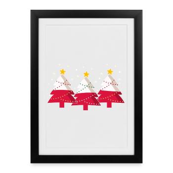 Christmas trees Poland Polish flag Polska - Framed poster (27 × 37 cm) - black - Front