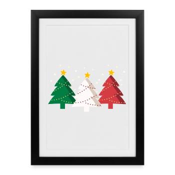 Christmas trees Italy Italian flag - Framed poster (27 × 37 cm) - black - Front