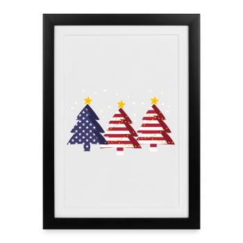 Christmas Trees America USA Flag - Framed poster (27 × 37 cm) - black - Front