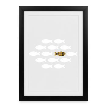 Les poissons de Cornouailles nagent chacun de leur côté - Affiche encadrée (27 × 37 cm) - noir - Devant
