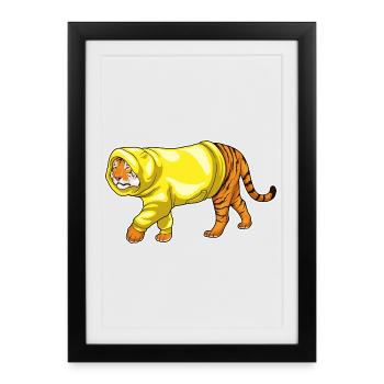 Sweat à capuche d’hiver Tigre - Affiche encadrée (27 × 37 cm) - noir - Devant