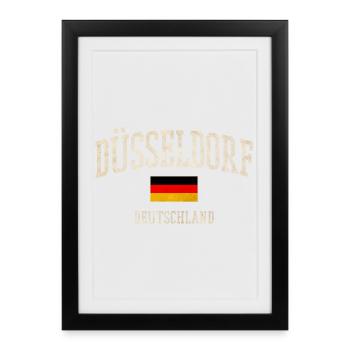 Drapeau de Düsseldorf - Affiche encadrée (27 × 37 cm) - noir - Devant