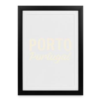 Porto Portugal Lettrage Vintage - Affiche encadrée (27 × 37 cm) - noir - Devant