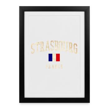 Strasbourg - Drapeau de la France - Affiche encadrée (27 × 37 cm) - noir - Devant