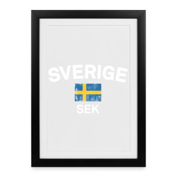 Art du drapeau suédois vieilli - Affiche encadrée (27 × 37 cm) - noir - Devant
