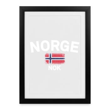 Emblème du drapeau Norge NOK - Affiche encadrée (27 × 37 cm) - noir - Devant