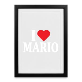 t-shirt I love Mario t-shirt gift idea - Framed poster (27 × 37 cm) - black - Front
