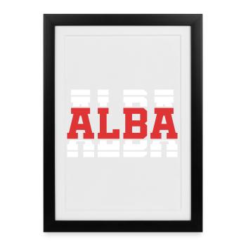 t-shirt Alba t-shirt idée cadeau texte empilé - Affiche encadrée (27 × 37 cm) - noir - Devant