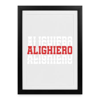 Alighiero t-shirt stacked text gift t-shirt - Framed poster (27 × 37 cm) - black - Front
