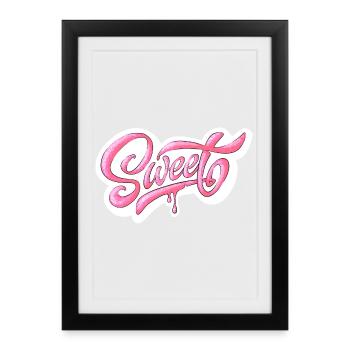 Sweet Pink Glitter Manuscrit Design - Affiche encadrée (27 × 37 cm) - noir - Devant