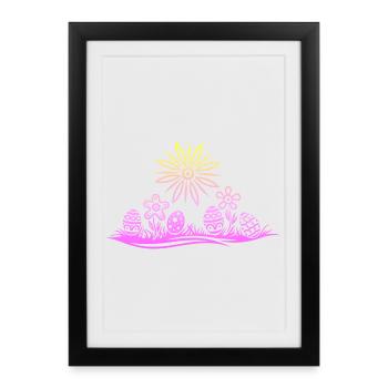 Easter Easter Eggs in the Grass - Framed poster (27 × 37 cm) - black - Front