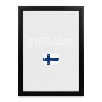 Finnish Flag Arch Tee - Framed poster (27 × 37 cm) - black - Front