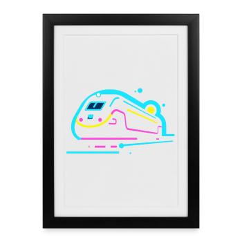 Train Comic Look - Framed poster (27 × 37 cm) - black - Front