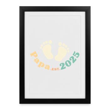 Papa Est 2025 Rétro Je vais être papa - Affiche encadrée (27 × 37 cm) - noir - Devant