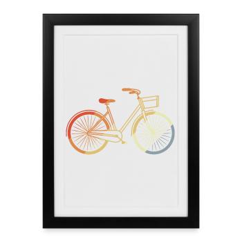 Vélo Line Art Vintage - Affiche encadrée (27 × 37 cm) - noir - Devant