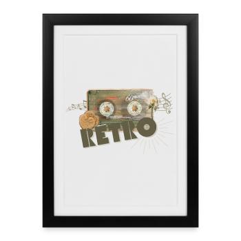 Retro Cassette Collage - Framed poster (27 × 37 cm) - black - Front