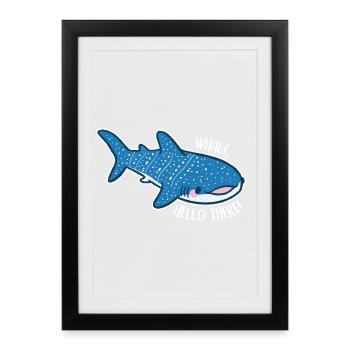 Drôle de requin-baleine avec jeu de mots - Affiche encadrée (27 × 37 cm) - noir - Devant