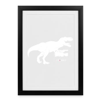 T-Rex Retro Recorder Silhouette - Affiche encadrée (27 × 37 cm) - noir - Devant