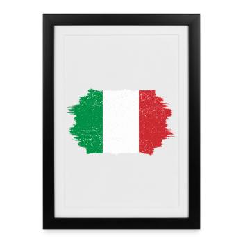 Italian Flag Brush Stroke - Framed poster (27 × 37 cm) - black - Front