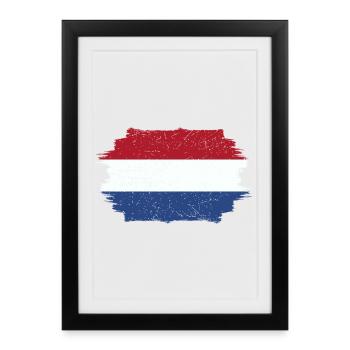 Brush Stroke Dutch Flag Art Print - Framed poster (27 × 37 cm) - black - Front