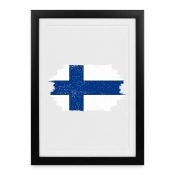 Brushed Finnish Flag Cross - Framed poster (27 × 37 cm) - black - Front