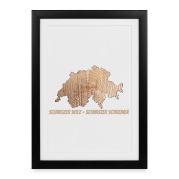Bois suisse – Charpentier suisse | Pour les artisans - Affiche encadrée (27 × 37 cm) - noir - Devant