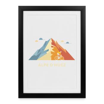 Alpe d'Huez Rétro Vélo - Affiche encadrée (27 × 37 cm) - noir - Devant