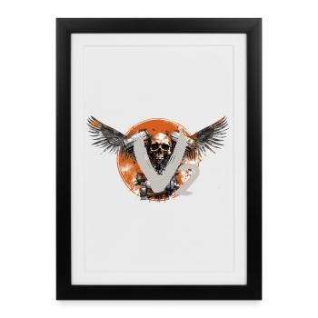V2 Skull Motorbike Chopper Design Bobber - Framed poster (27 × 37 cm) - black - Front
