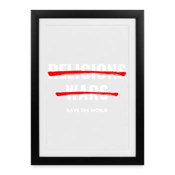 Pas de religions, pas de guerres - Affiche encadrée (27 × 37 cm) - noir - Devant