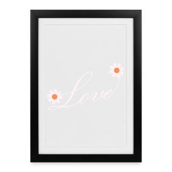 Floral Love Script Design - Framed poster (27 × 37 cm) - black - Front