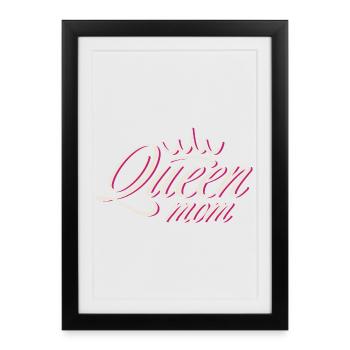 Crown Queen Mom T-shirt Design - Affiche encadrée (27 × 37 cm) - noir - Devant