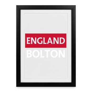 Maquette d’Angleterre du fanion de Bolton - Affiche encadrée (27 × 37 cm) - noir - Devant