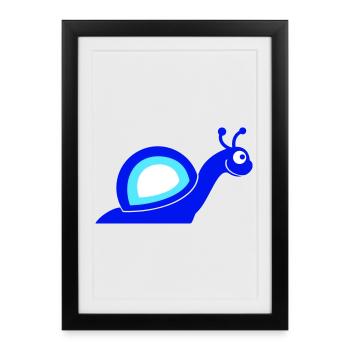 Snail shell snail happy cute silhouette - Framed poster (27 × 37 cm) - black - Front