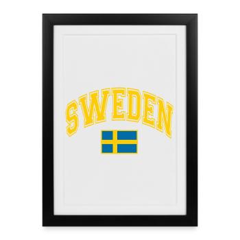 Drapeau de la Suède - Affiche encadrée (27 × 37 cm) - noir - Devant