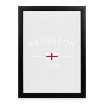 Brighton, Angleterre – Souvenir et cadeau de Noël - Affiche encadrée (27 × 37 cm) - noir - Devant