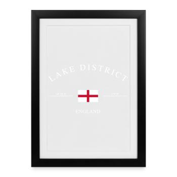 Lake District England – Souvenir et cadeau de vacances - Affiche encadrée (27 × 37 cm) - noir - Devant