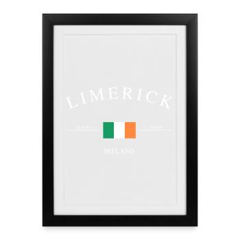 Limerick, Irlande – Souvenir et cadeau de vacances - Affiche encadrée (27 × 37 cm) - noir - Devant