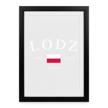 Łódź, Pologne – Souvenir et cadeau des Fêtes - Affiche encadrée (27 × 37 cm) - noir - Devant