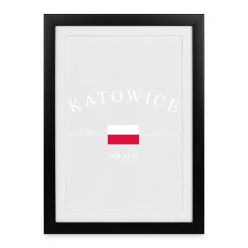 Katowice Poland – Holiday Souvenir & Gift - Framed poster (27 × 37 cm) - black - Front