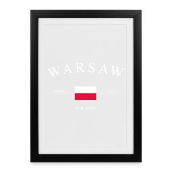 Varsovie, Pologne – Souvenir et cadeau de vacances - Affiche encadrée (27 × 37 cm) - noir - Devant