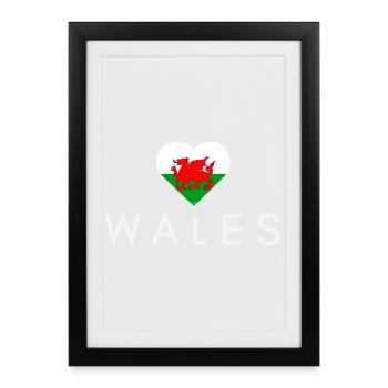 Cœur avec drapeau gallois, maître du Pays de Galles - Affiche encadrée (27 × 37 cm) - noir - Devant