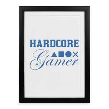 Hardcore Gamer Géométrie Bleu - Affiche encadrée (27 × 37 cm) - noir - Devant