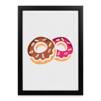 Deux beignets colorés avec glaçage - Affiche encadrée (27 × 37 cm) - noir - Devant