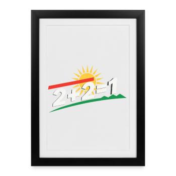 Déclaration du logo du soleil 2+2=1, Kurdistan - Affiche encadrée (27 × 37 cm) - noir - Devant