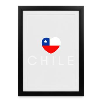 Cœur avec drapeau chilien, fierté chilienne - Affiche encadrée (27 × 37 cm) - noir - Devant