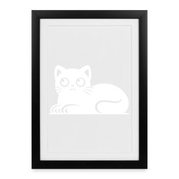 Cute Cat Cat Tattoo Style Drawing - Framed poster (27 × 37 cm) - black - Front