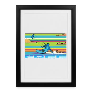 Le kitesurf - Affiche encadrée (27 × 37 cm) - noir - Devant