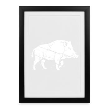 Wild Boar Mosaic Sliver Art Vector - Framed poster (27 × 37 cm) - black - Front