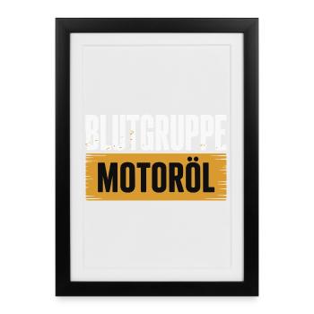 Groupe sanguin : conception du tournevis à huile moteur - Affiche encadrée (27 × 37 cm) - noir - Devant